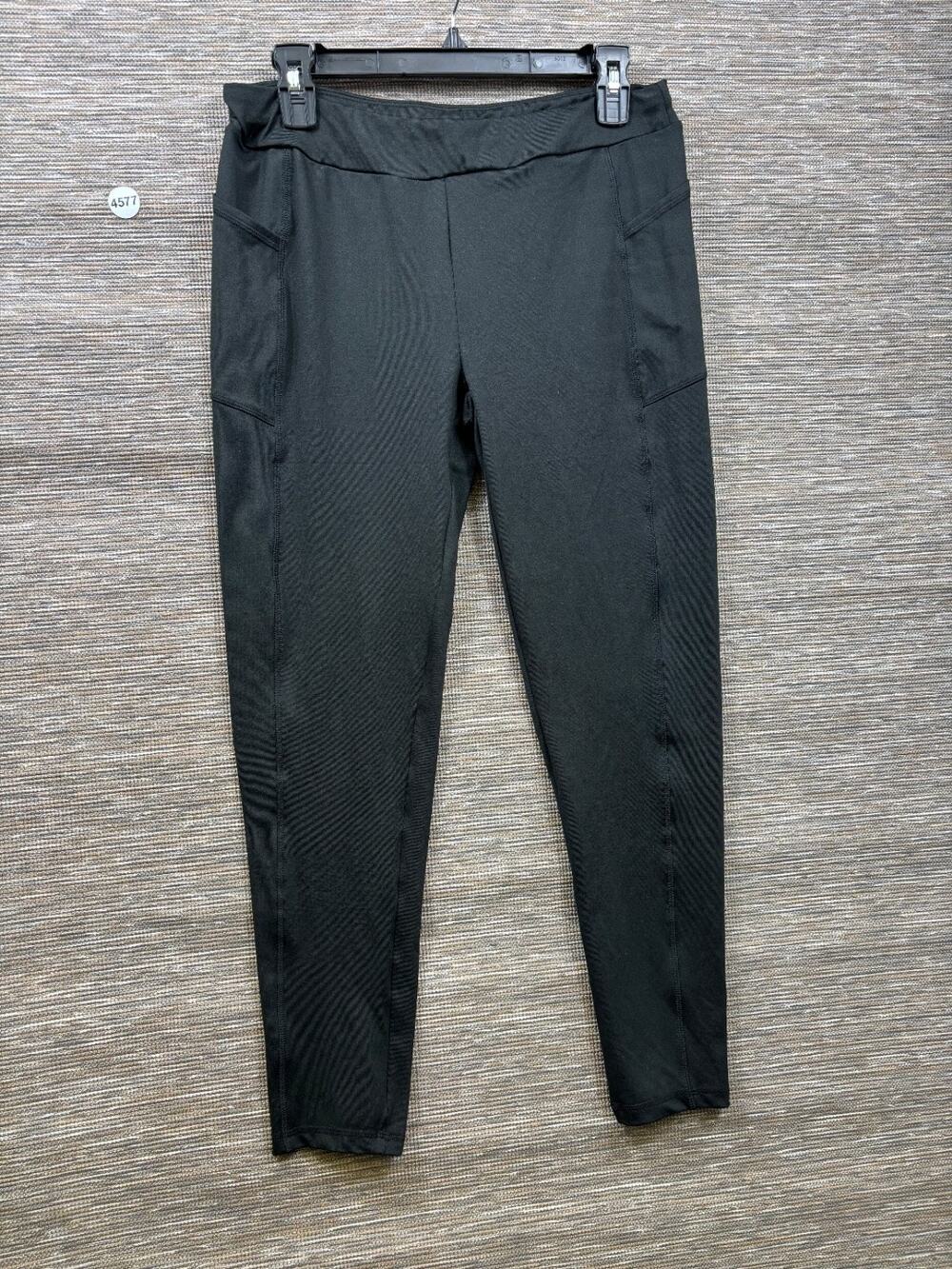 Lands End Ponte Pull On Leggings Pant Womens Size XL Black Mid Rise Stretch